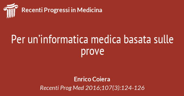 Per un'informatica medica basata sulle prove